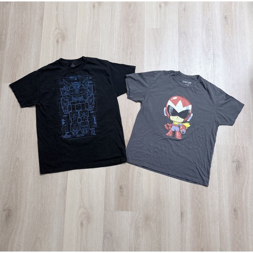 Loot Crate Sz L Lot (2) Voltron Blueprint Protoman Chibi Capcom Retro Gamer Tee